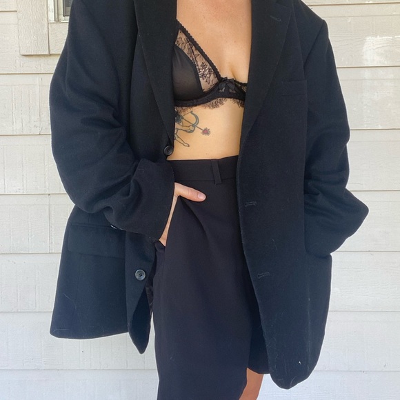 Oscar De La Renta Black Wool Cashmere Blend Blazer Jacket - Picture 5 of 7